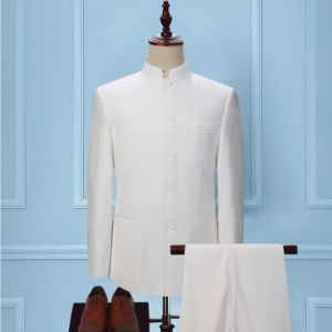 wholesale custom slim fit mens chinese collar suit