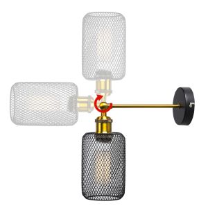 Vintage Iron net Wall Lamp Black metal cage Wall Lights Bedroom bedside lamp（WH