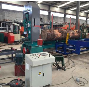Log cutting Vertical Band Saw Machine with hydraulic log loading Arm