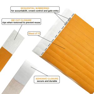 Custom Logo Sequential Numbering Tyvek Wristband Pool Waterproof Full Color Printing Disposable Bracelet Wrist Banad