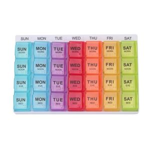28 compartment one weekly plastic pill container, Fancy 7 day clear plastic
