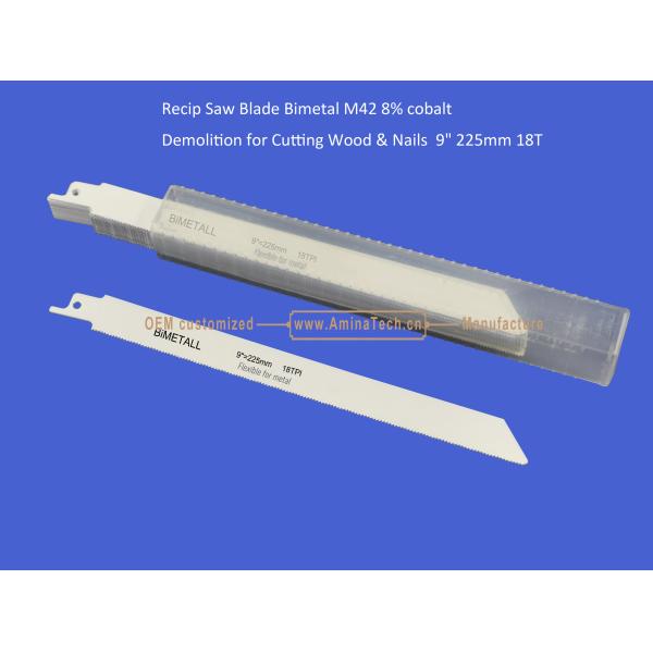 Recip Saw Blade Bimetal M42 8% cobalt Demolition for Cutting Wood & Nails 9" 225mm 18T,Power Tools