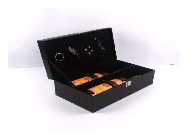 Buy Custom Luxury Wooden Wine Box Pu Leather Material ISO9001 2008 Certification at wholesale prices