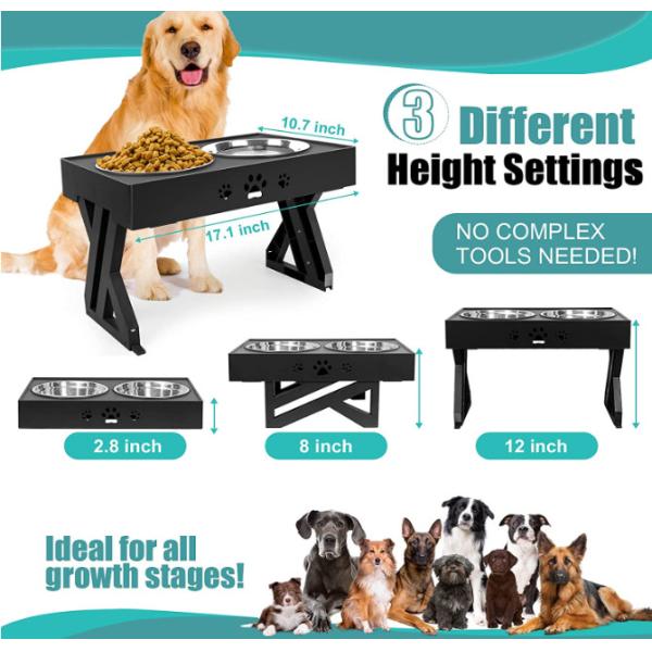 Elevated Dog Bowls Adjustable Raised Dog Bowl For Small Medium Large Dogs And Pets