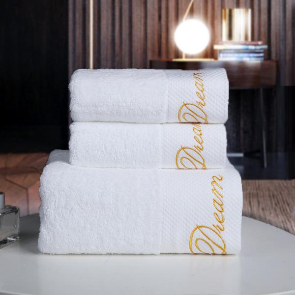 Hotel and Household Pure Cotton Towels with Custom Logo in White Color Scheme