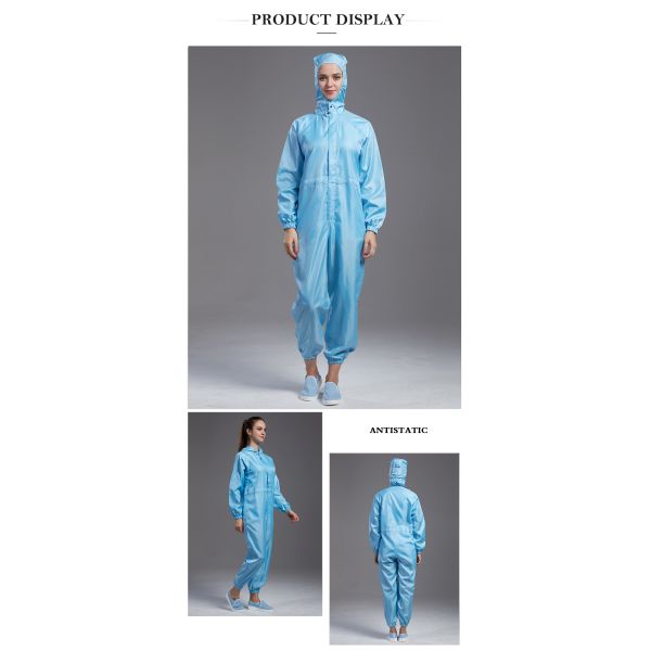 Custom Size ESD Coverall with Surface Resistance 10e6-10e9 Ohm for Class 100/Class 1000 Cleanroom Suit