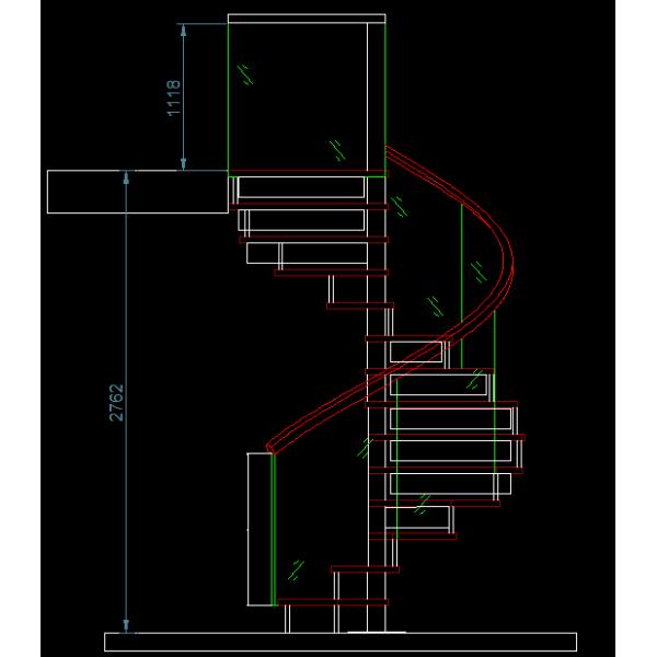 Spiral StaircaseVH11S Spiral Stainless Steel Stair Tread Beech Curved Glass Handrail 304 Stainless Steel Railing Glass