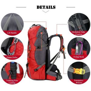 Custom Logo Waterproof Lightweight Hiking Backpack 60l For Climbing