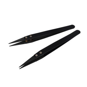 ESD Antistatic Stainless Steel Handle Ceramic Tweezers High Temperature