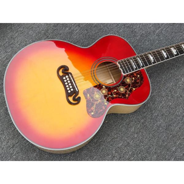 Tiger Flame Maple Factory Custom 12 strings Red and Yellow G200 classic Acoustic Guitar
