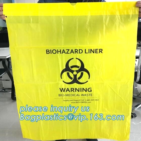 Disposable plastic biohazard bags infectious linen waste bags, Yellow Biohazard