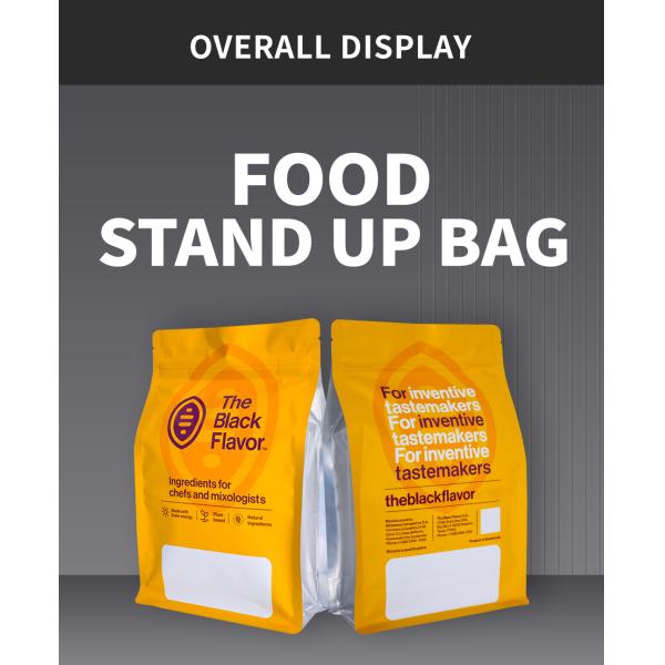 Printed Flat Bottom Pouch Stand Up Food Bag With Zipper Lock For Dried Food