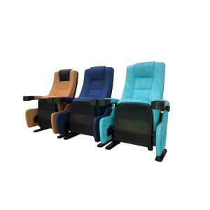 Commercial Cinema Folding Chairs With Cupholder Fabric Foam Upholstery