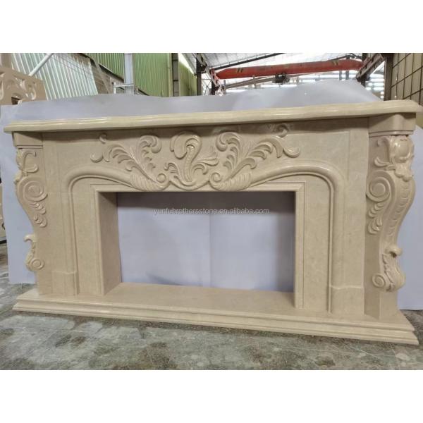 Modern Design White Marble Fireplace Surround for Wall Mounted Installation