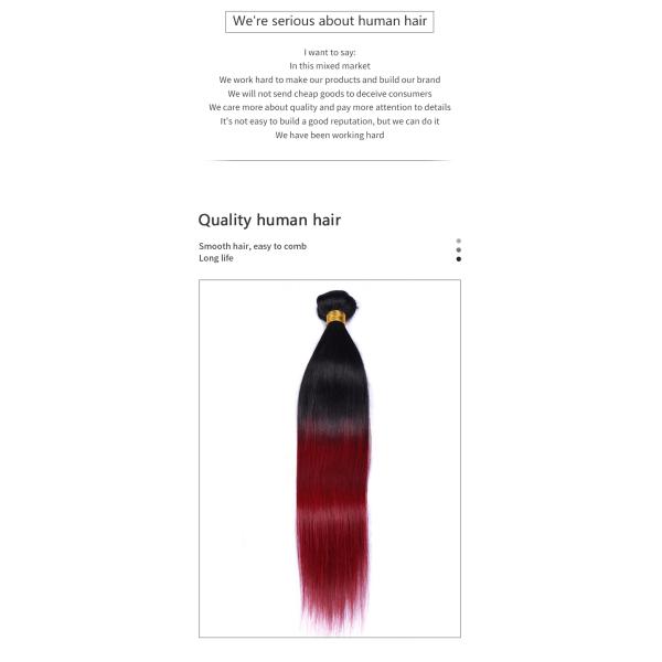 Straight 45.72cm 18 inch Ombre Colored Human Hair Bundles 1b Bug St