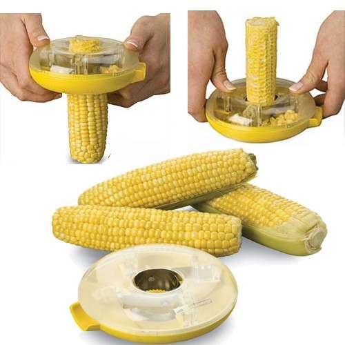PP Mini Plastic Vegetable Cutter Colorful Plastic Corn Kerneler LFGB Yellow