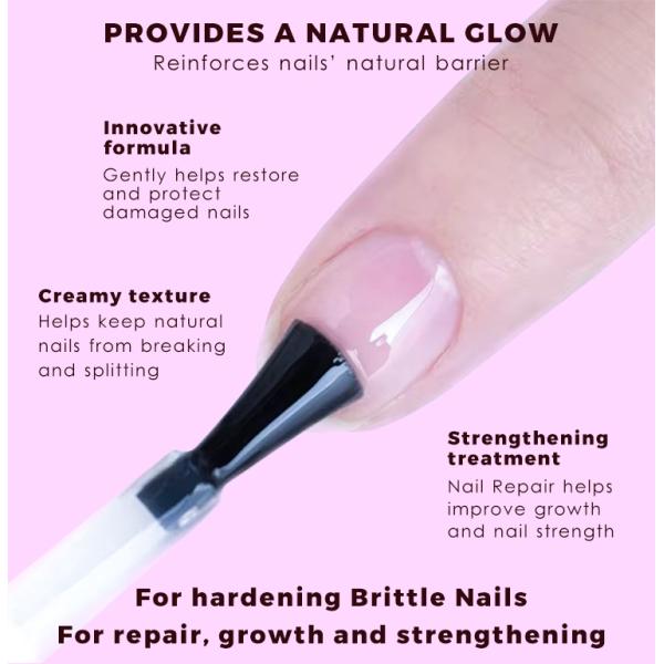 Custom Logo 3 in 1 Nail Strengthener Original Nail Repair Treatment 15ml Clear Top Coat Base Coat Air Dry Nail Polish