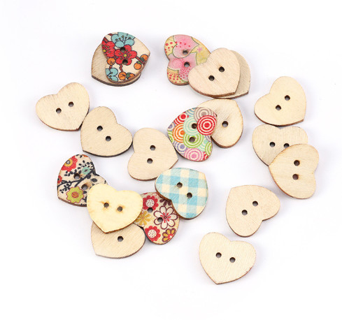 Clothing Accessories 2 Holes 4 Holes Round Laser Engraving Letter Hearts Love Sweater Wood Button for Garment