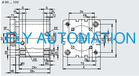 Compact Pneumatic Air Cylinders ADNGF-80-20-P-A 554279 GTIN4052568199043