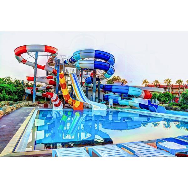 Water Park Playground Games Fiberglass Play Equipment Spiral Slide For Kids