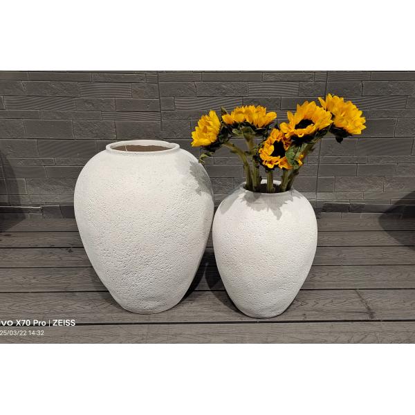 Drainage Holes In Round Fiber Cement Pot For Plant Lovers