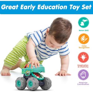 No Battery 3 Pack Friction Powered Pull Back Toy Cars Set for 1 2 3 Year Old