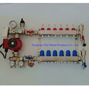 Floor heating manifold pump and mixing valve set