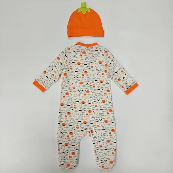 Winter Footies Baby Clothes with Zipper Opening and Fashionable Pattern Printing