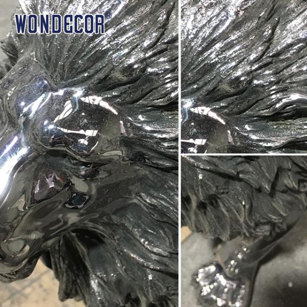 Modern large outdoor cast animal lion stainless steel sculpture