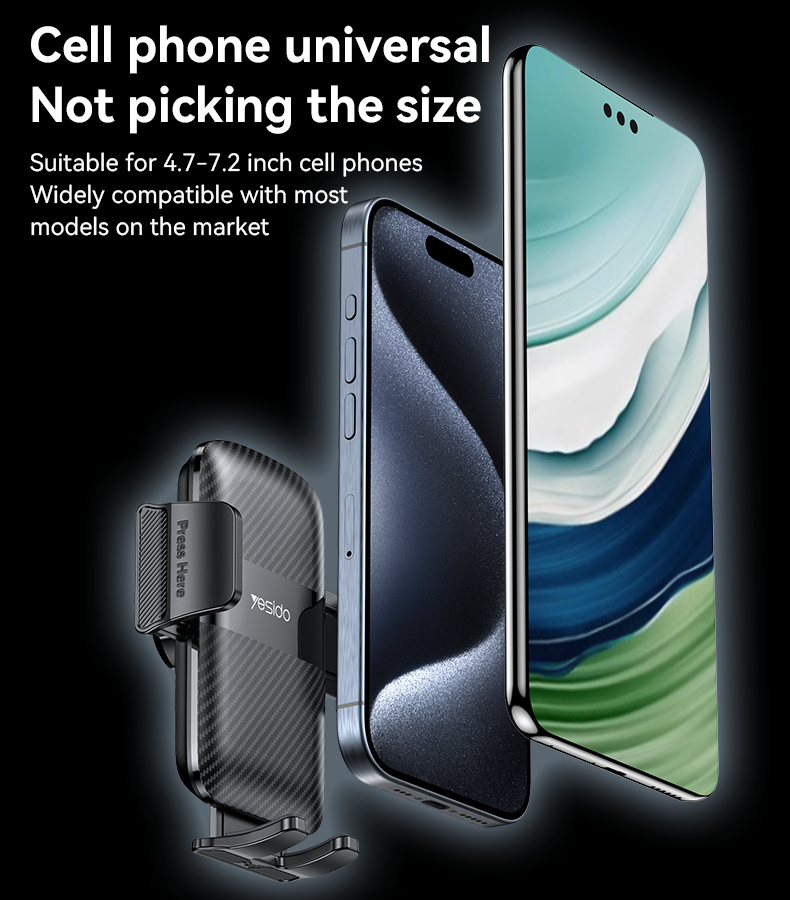 Yesido C251 360 Free Rotation Air Vent Phone Holder with One-second Automatic Clamping for 4.8-7.2 Inch Mobile Phones and Stabilizing Three Points