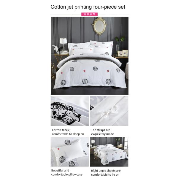 300tc Chinese Ethnic Style Printed Four-Piece Cotton Bedding Set for Popular Hotel