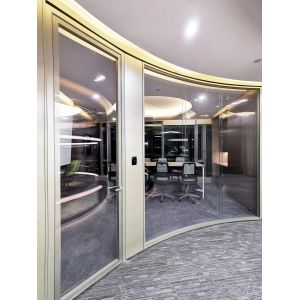 Quality Customizable Curved Glass Partition Wall with Aluminum Frame for sale