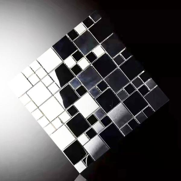 Buy 30x30cm Square Black Stainless Steel Mosaic Tile Metal Mosaic Backsplash at wholesale prices