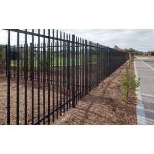 Powder coated tubular steel fence