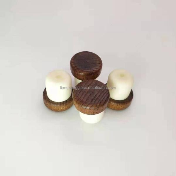 Non Spill Sealing Plug Cap Synthetic Cork Wooden Top Aluminum Metal Wine Bottle Cork
