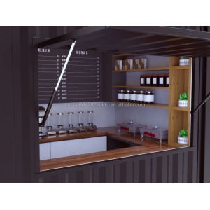 Modern 10 ft 20 ft Prefabricated Steel Shop Container Kiosk Mobile Mini Bar for