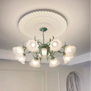 French Rustic Glass Chandelier Nordic Modern Dining Room Lights