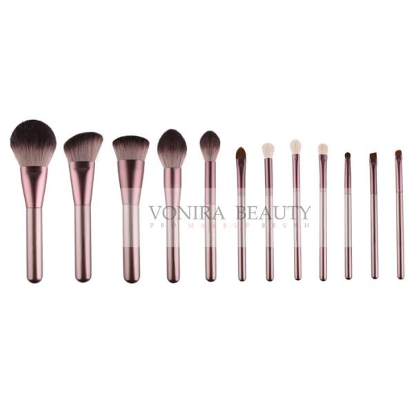 Buy Personized 12PCS Vegan Synthetic Hair Makeup Brushes Rose Gold Ferrule at wholesale prices