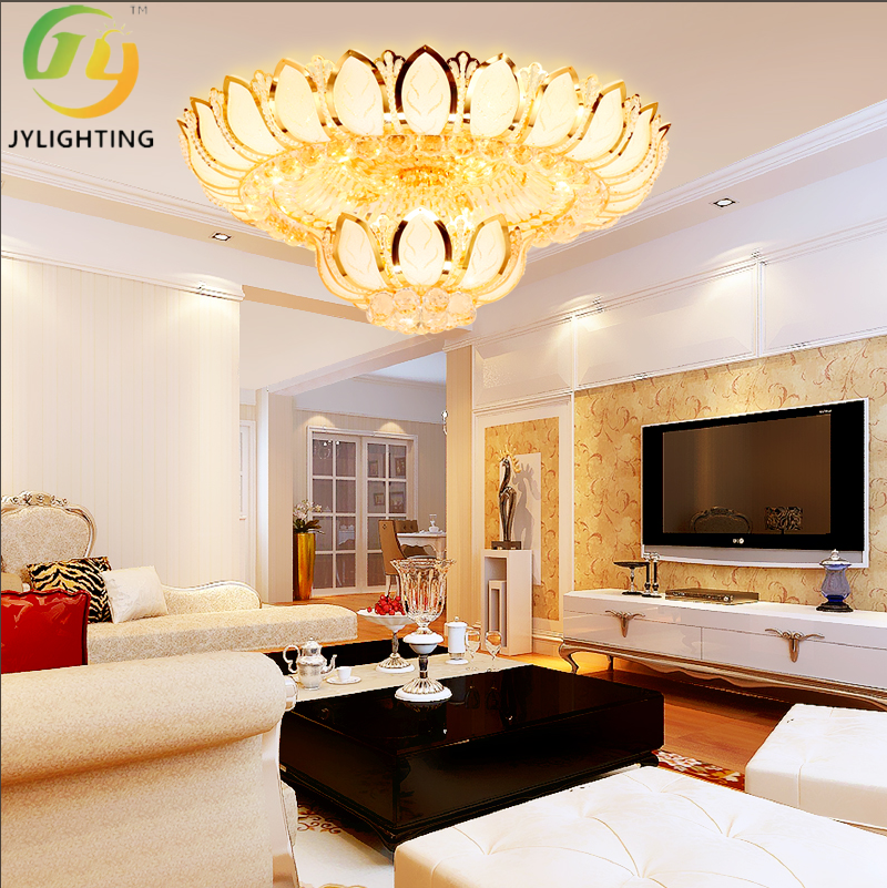 JYLIGHTING European-style round golden lotus crystal chandelier, ceiling lamp,