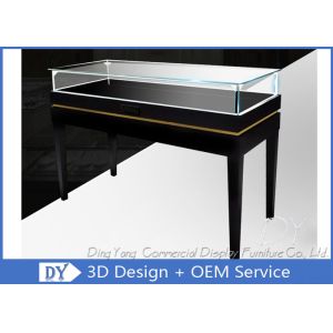 Black Stainless Steel Frame Jewelry Pedestal Showcase With LED Lights