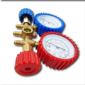 AC Charging Commercial Refrigeration Repair Parts Brass Manifold Gauge ISO