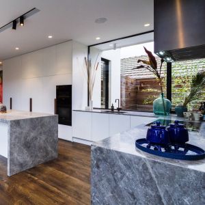 Wooden Handle Integrated Appliance Cabinet Custom Plywood Kitchen Cabinets With