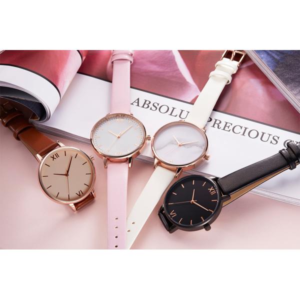 3ATM Waterproof Alloy Quartz Watch Small Size Genuine Leather Strap Watch