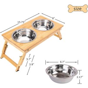 Sustainable Bamboo Pet Feeder with Multifunctional Design and Customer Logo