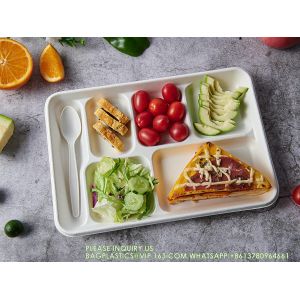 Compostable 6 Compartment Plates, 90 Pack Compartment Paper Plate, 12.5 * 8.6