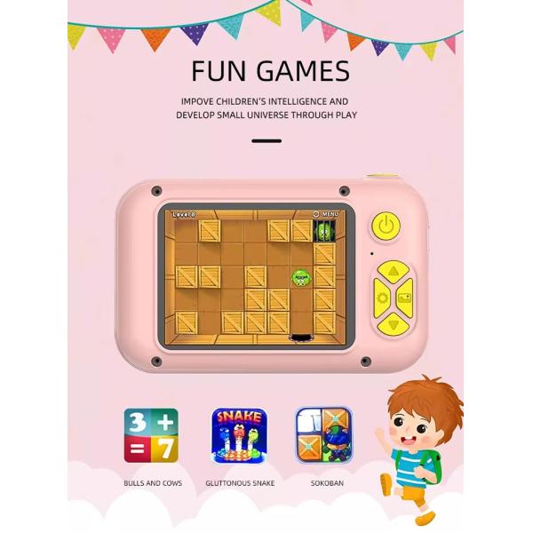 Auto Focusing Cute Cartoon IPS Screen Rechargeable Filter Photos 1080P Kids' Digital Camera