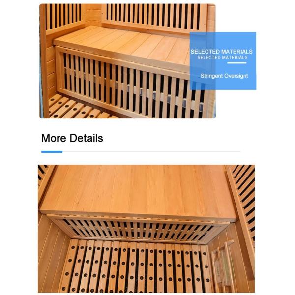Wooden Infrared Sauna Room with Canadian Hemlock Wood Two Person Design