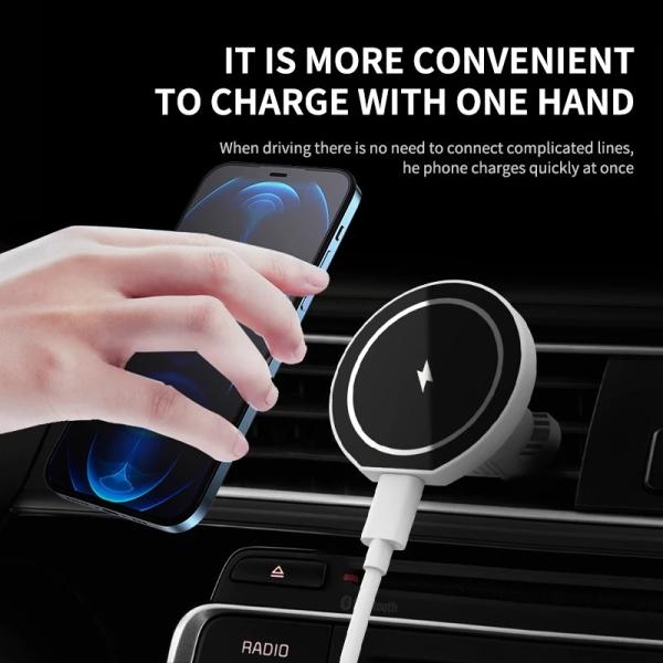 Buy Car Vent 15w Magnetic Wireless Charger Magsafe Stand Automatic Clamping at wholesale prices