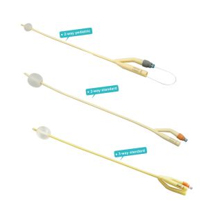 Yellow Drainage 3 Port Latex Foley Catheter Tube Disposable