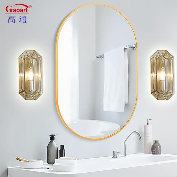 Buy Glass Art Deco Design Style Wall-Mounted Black Decor Mirror with Huge Metal Gold Frame at wholesale prices